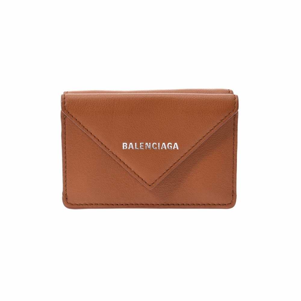 BALENCIAGA Paper Wallet Brown Calf Tri fold